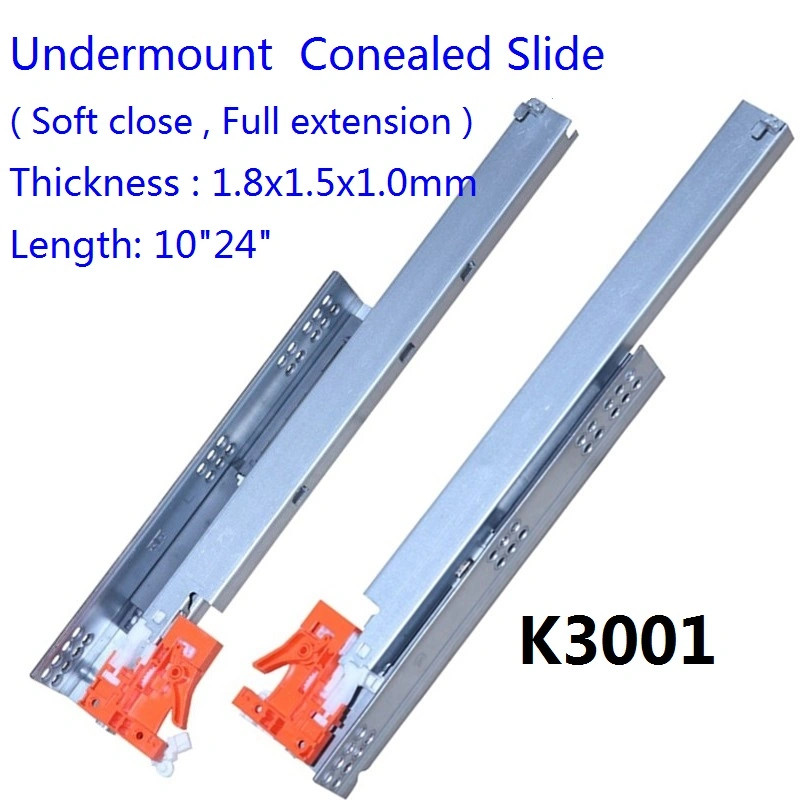 Furniture Accessories Heavy Duty Soft Close Concealed Undermount Drawer Slide