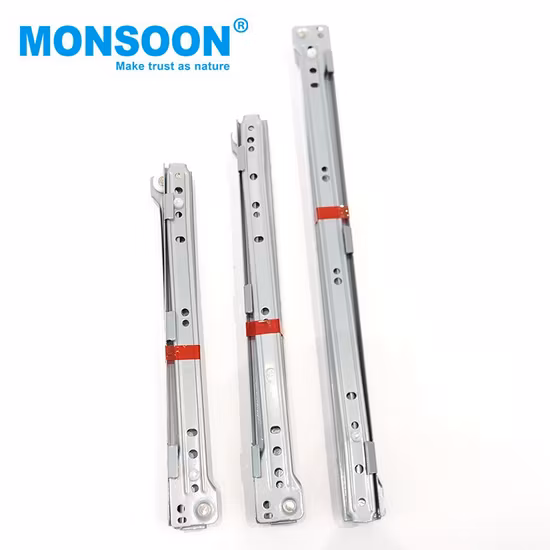 Corrediças de gaveta de montagem inferior com fechamento automático para ferragens de móveis