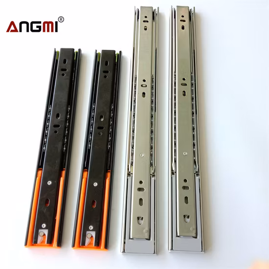 Hardware de armário de ferragem de móveis 45mm canal telescópico de mola dupla fechamento suave extensão completa rolamento de esferas corrediça de gaveta