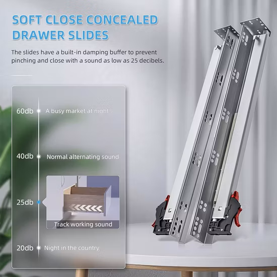 2021 Melhores acessórios para móveis Corrediças ocultas de gaveta deslizante montadas abaixo